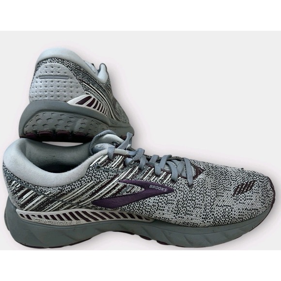 Brooks Womens Adrenaline GTS 19 Road Running Tennis Shoes Size 11 Gray Purple - Picture 2 of 9
